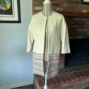 Anthropologie Vilagallo Embroidered Jacket in Ivory Sz 8